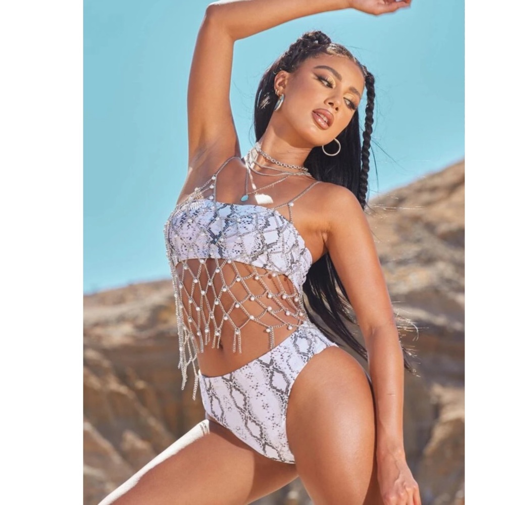 Snack skin bandeau high waist bottom bikini set